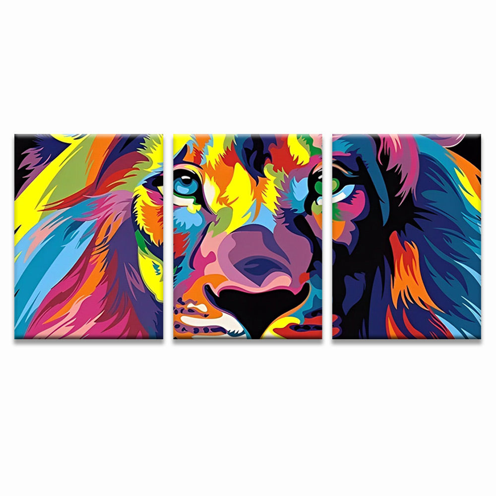 Arte de León Colorido 3 Partes Pintar por Números