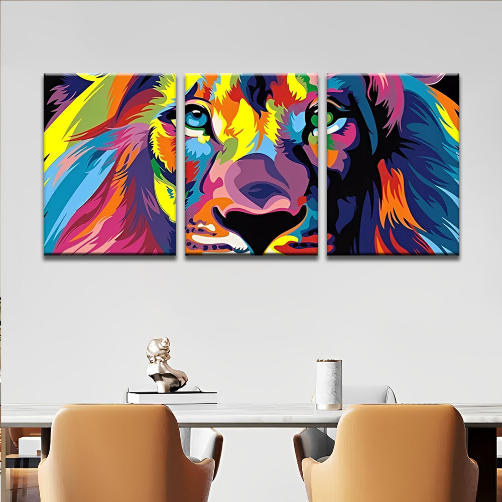 Arte de León Colorido 3 Partes Pintar por Números