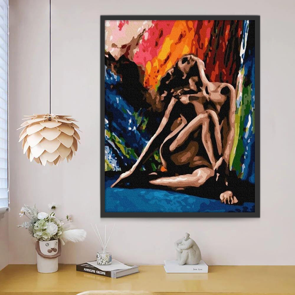 Arte de Mujer Sentada sobre el Suelo Pintar por Números