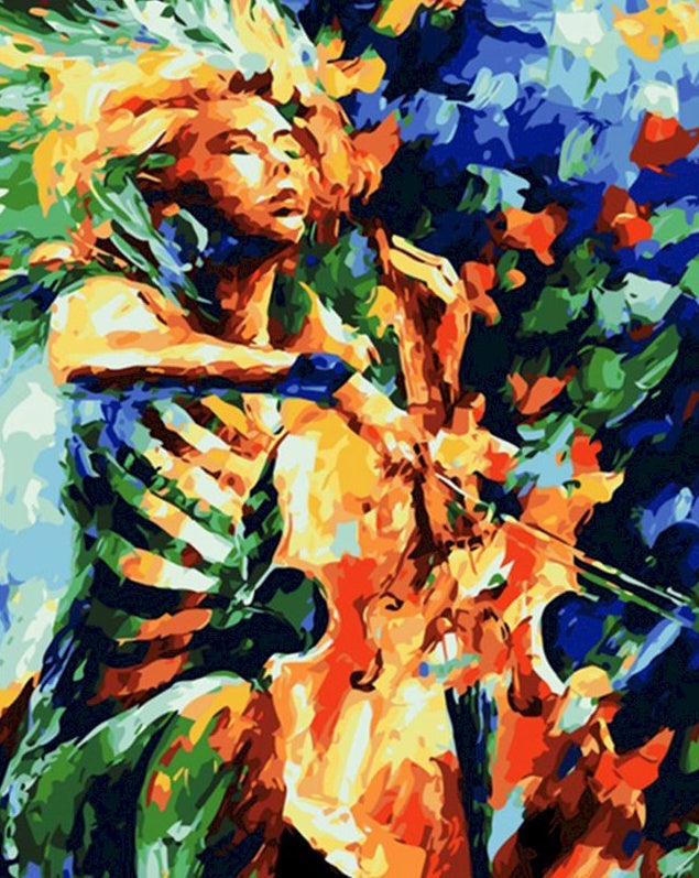 Arte de Mujer Tocando el Violín Pintar por Números