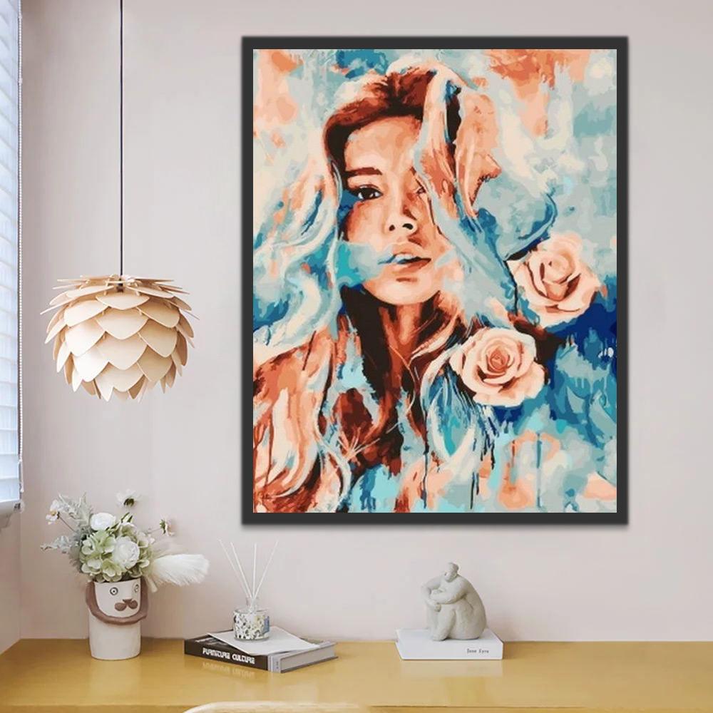 Arte de Mujer y Rosas Pintar por Números