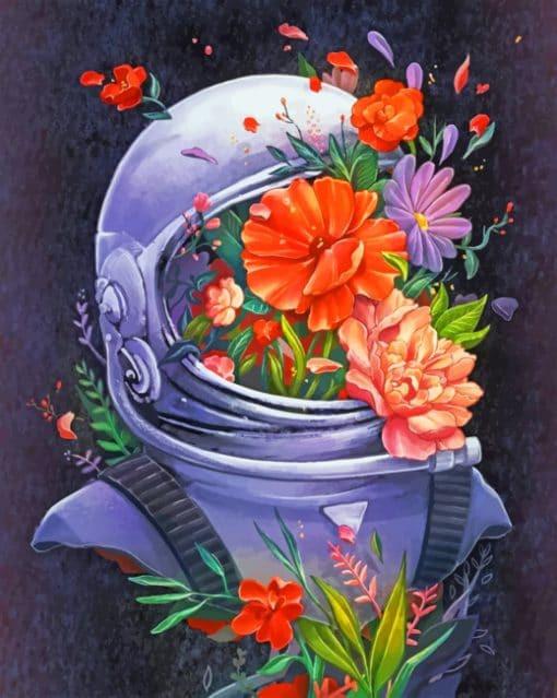Astronauta con Traje Espacial con Flores Pintar por Números