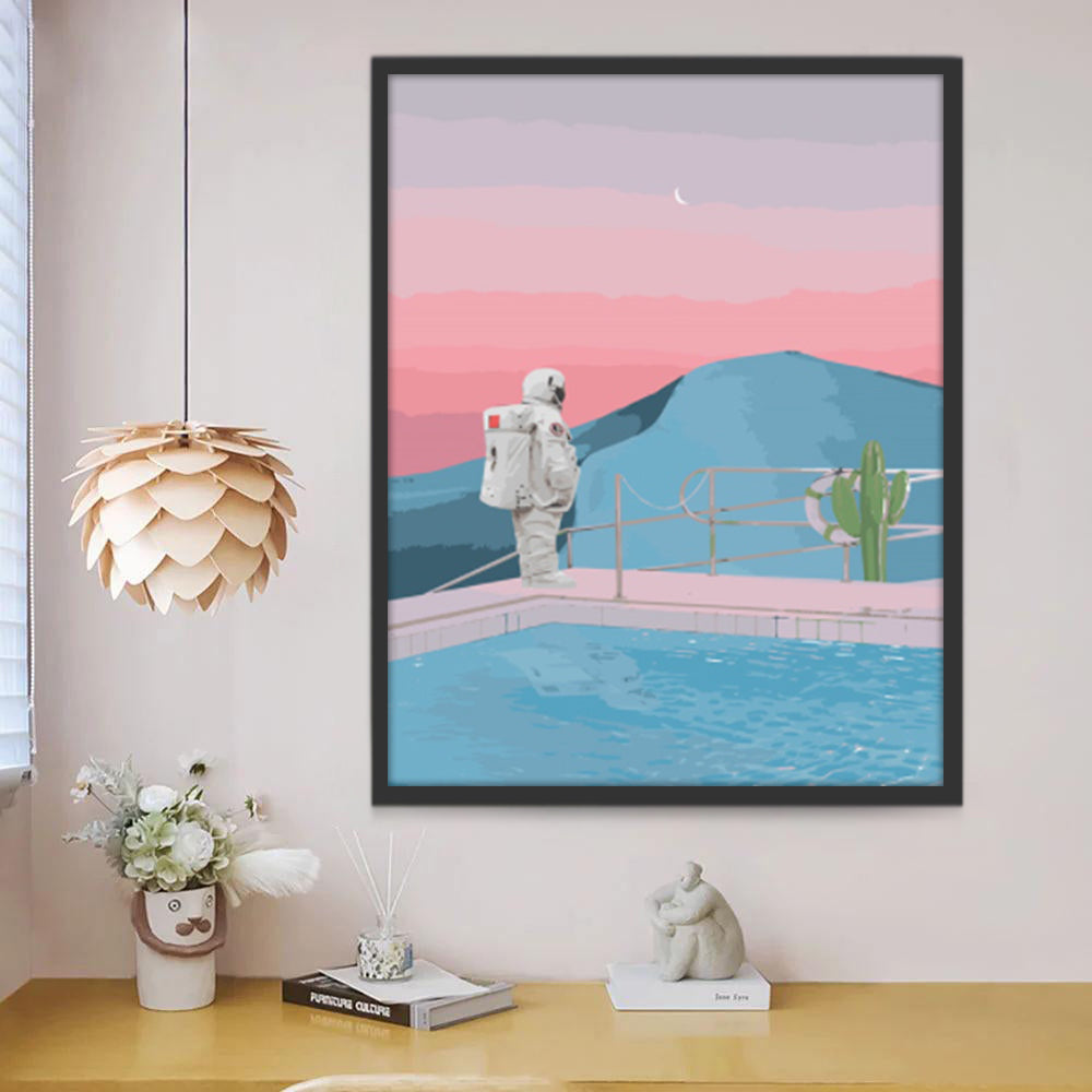 Astronauta y Montañas Azules Pintar por Números