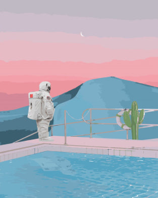 Astronauta y Montañas Azules Pintar por Números