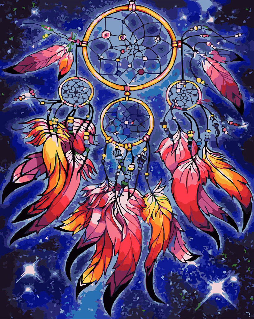 Atrapasueños Circular en el Fondo Azul Pintar por Números