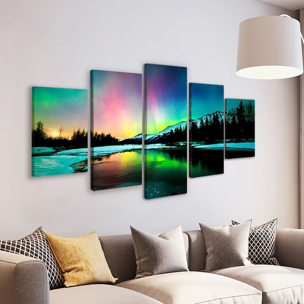 Aurora de Color Arcoíris 5 Partes Pintar por Números