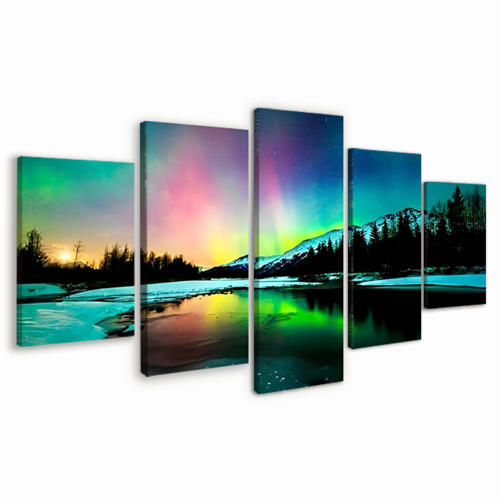 Aurora de Color Arcoíris 5 Partes Pintar por Números