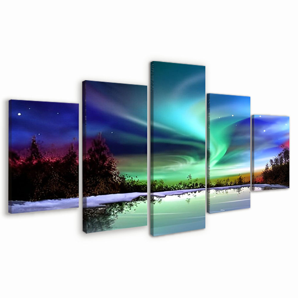 Aurora en el Bosque Invernal 5 Partes Pintar por Números