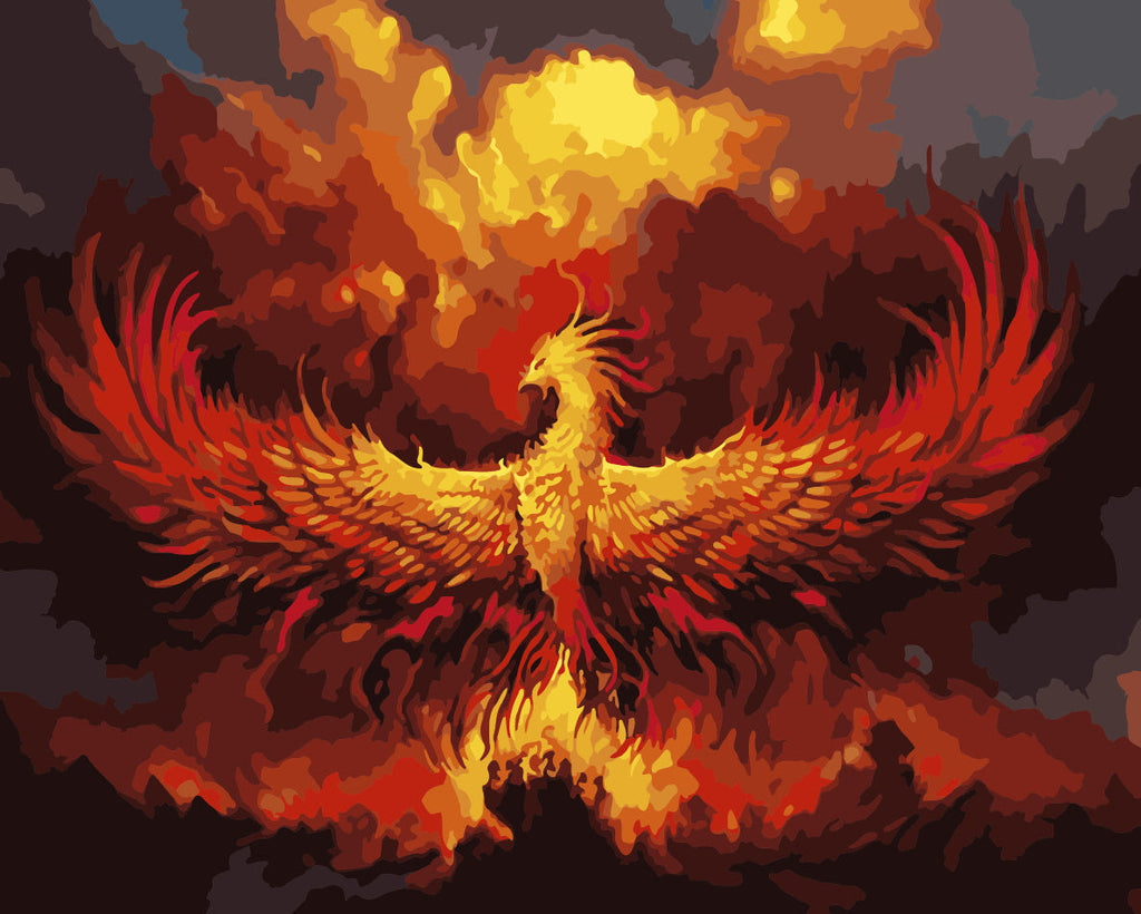 Ave Fénix de Color Rojo Pintar por Números