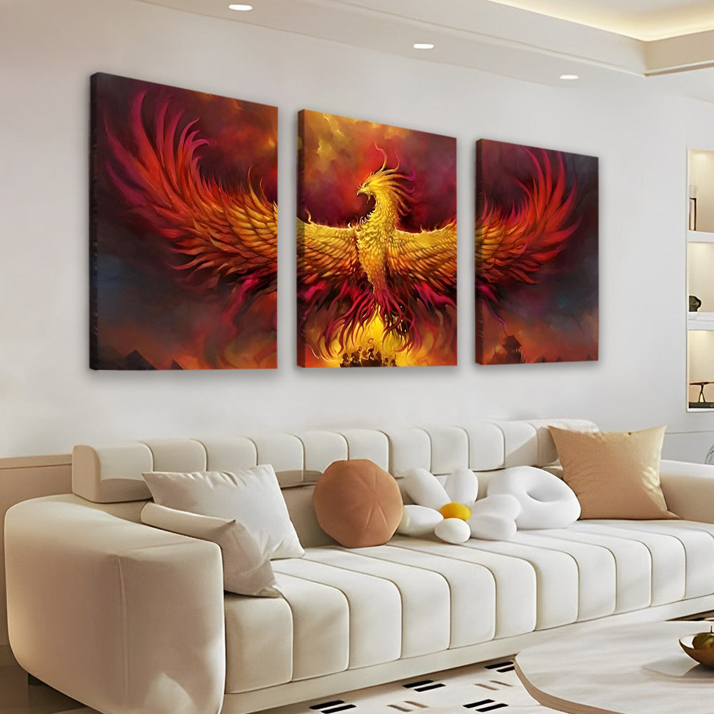 Ave Fénix Roja con Alas Extendidas 3 Partes Pintar por Números