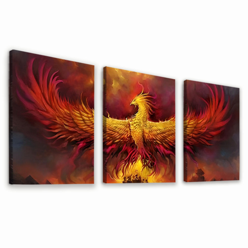 Ave Fénix Roja con Alas Extendidas 3 Partes Pintar por Números