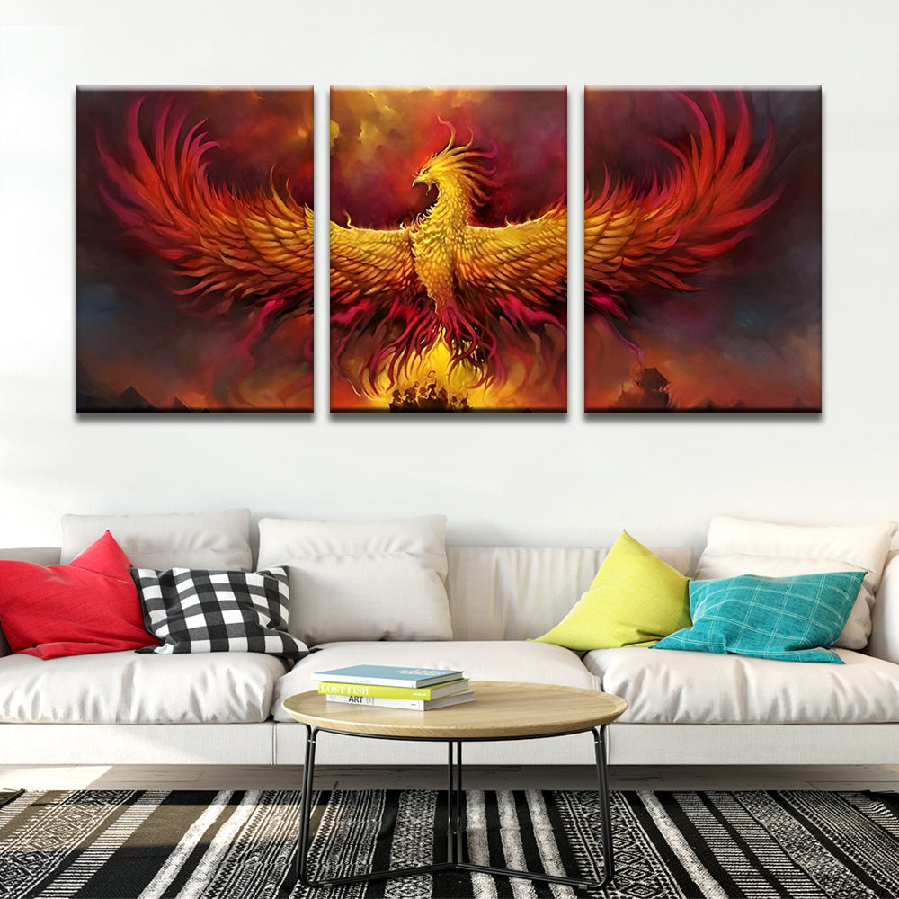 Ave Fénix Roja con Alas Extendidas 3 Partes Pintar por Números