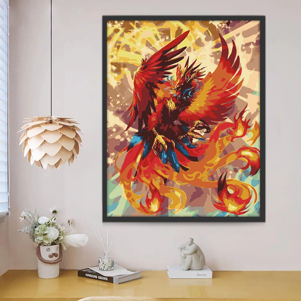 Ave Fénix Roja Hermosa Pintar por Números