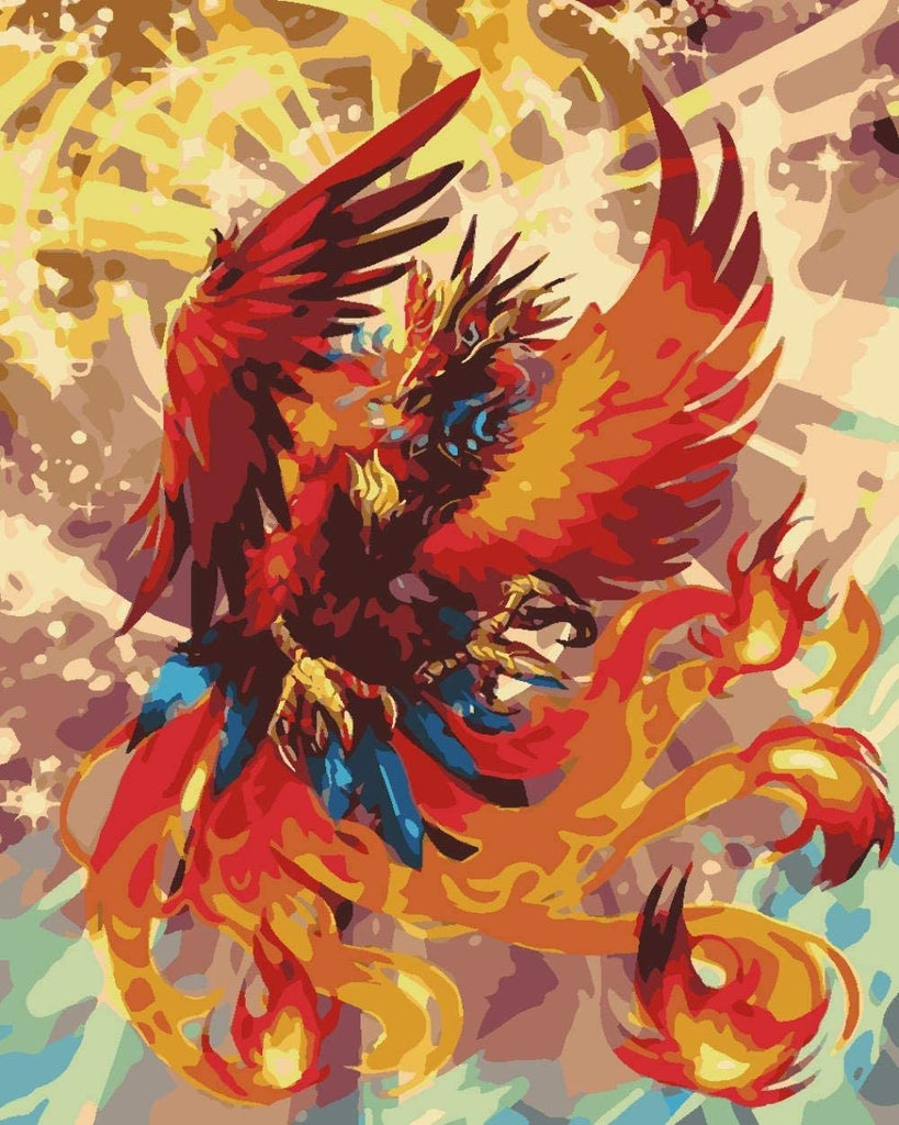 Ave Fénix Roja Hermosa Pintar por Números