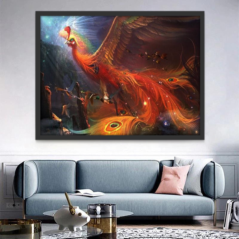 Ave Fénix Roja Volando Pintar por Números