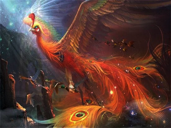 Ave Fénix Roja Volando Pintar por Números