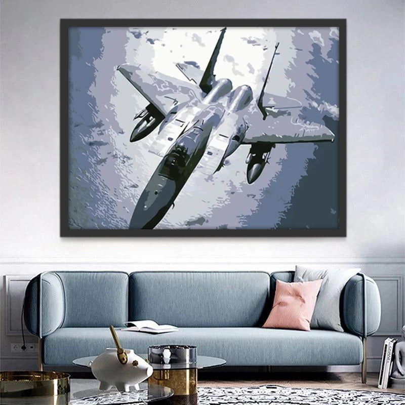 Avión Militar en el Cielo Pintar por Números