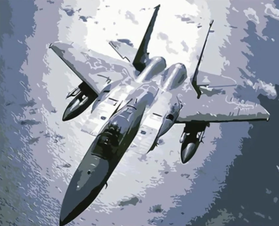 Avión Militar en el Cielo Pintar por Números