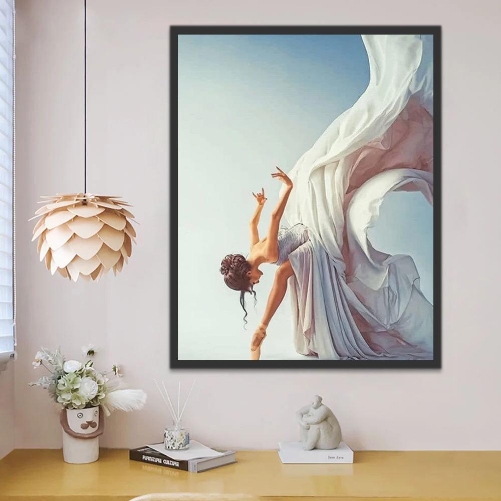Bailarina con Traje Blanco de Chiffon Pintar por Números