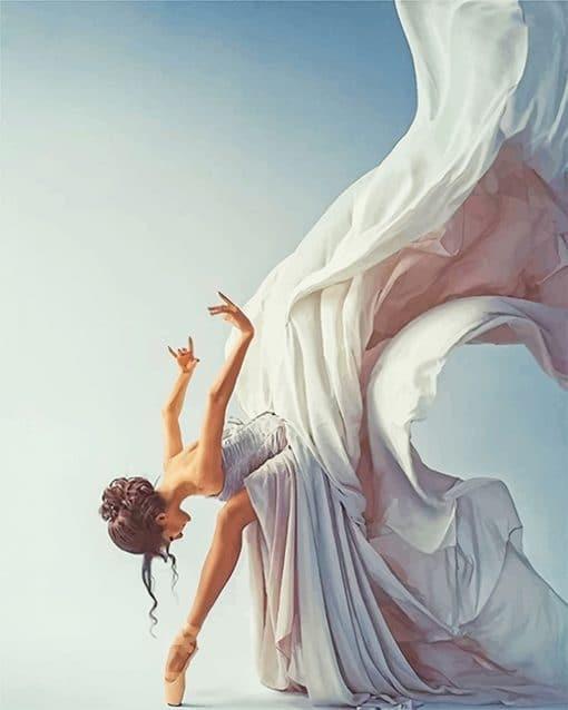 Bailarina con Traje Blanco de Chiffon Pintar por Números