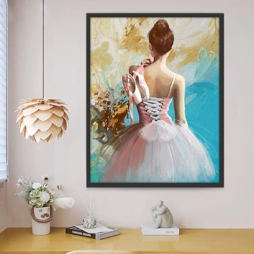 Bailarina con Zapatos de Ballet en Mano Pintar por Números