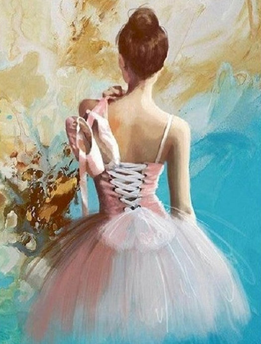 Bailarina con Zapatos de Ballet en Mano Pintar por Números
