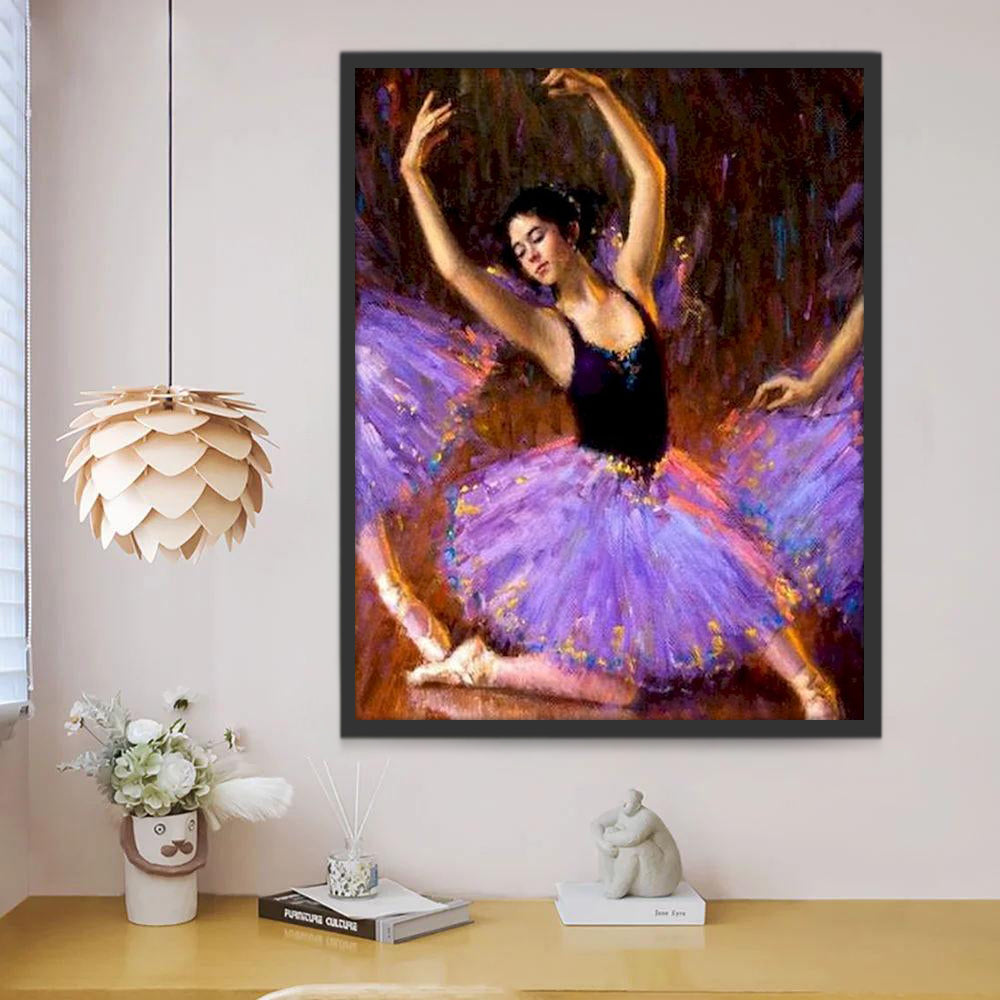 Bailarina de Ballet de Vestido Morado Pintar por Números