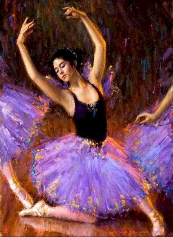 Bailarina de Ballet de Vestido Morado Pintar por Números