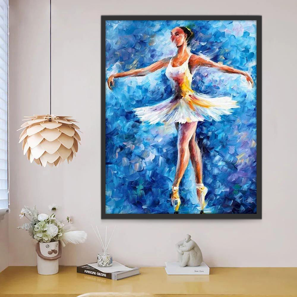 Bailarina de Ballet en el Fondo Azul Pintar por Números