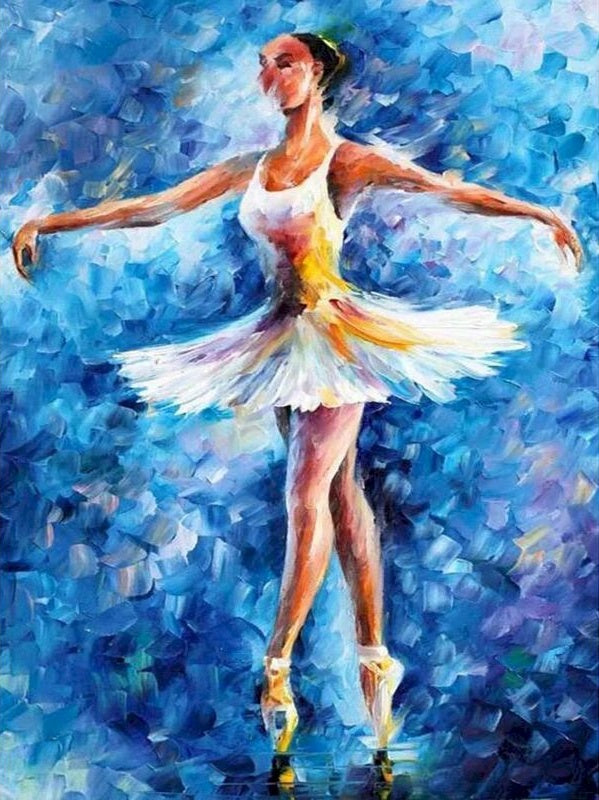Bailarina de Ballet en el Fondo Azul Pintar por Números