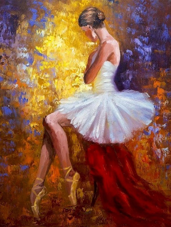 Bailarina de Ballet en el Fondo Colorido Pintar por Números