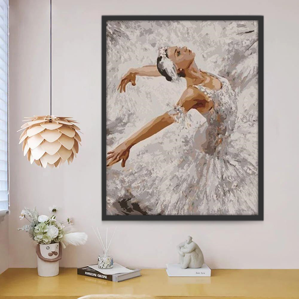 Bailarina de Ballet en Vestido Blanco Pintar por Números