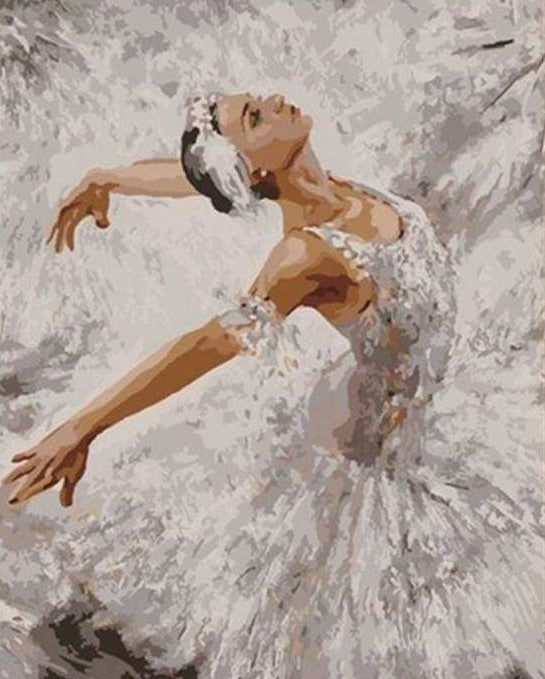 Bailarina de Ballet en Vestido Blanco Pintar por Números