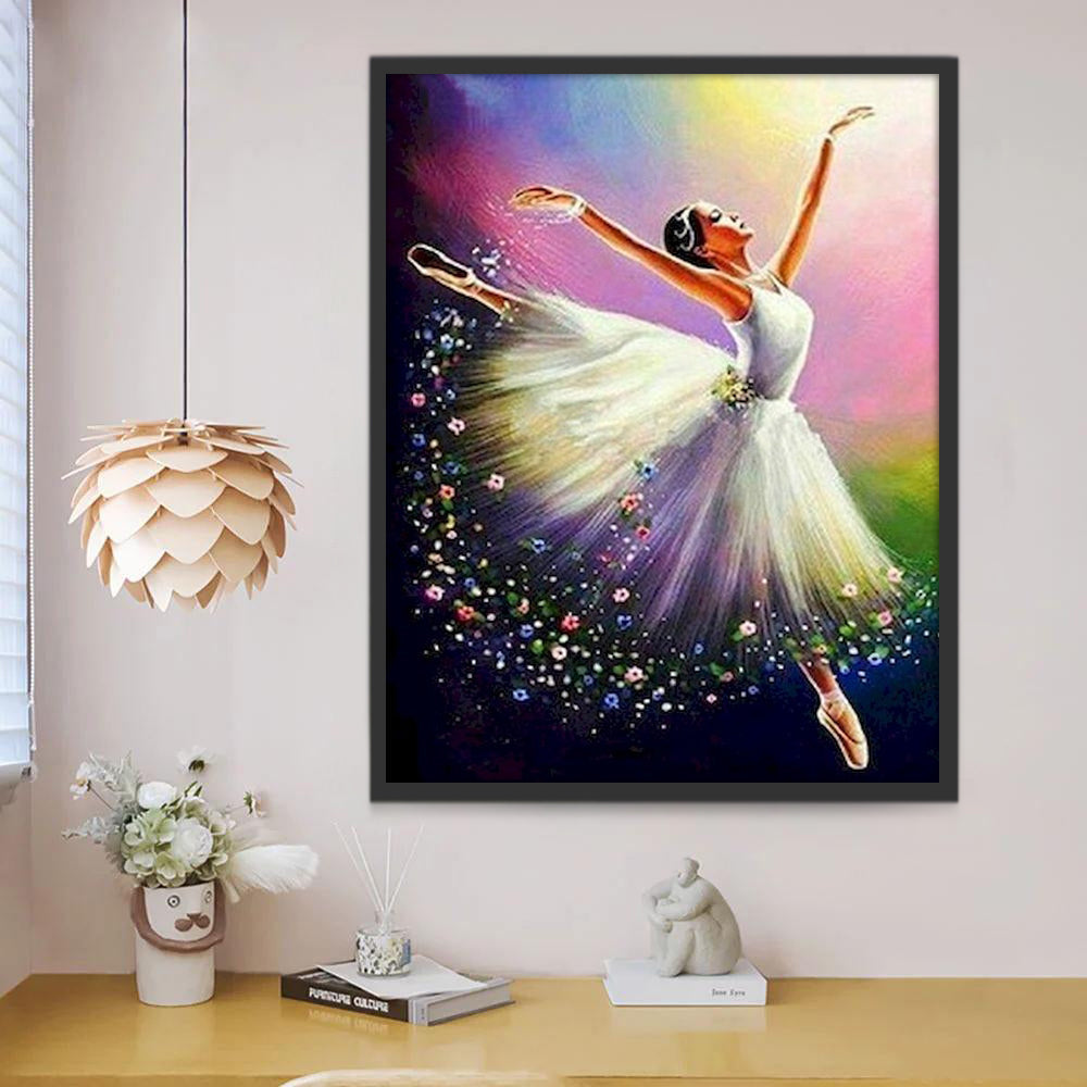 Bailarina de Ballet en Vestido de Flores Pintar por Números