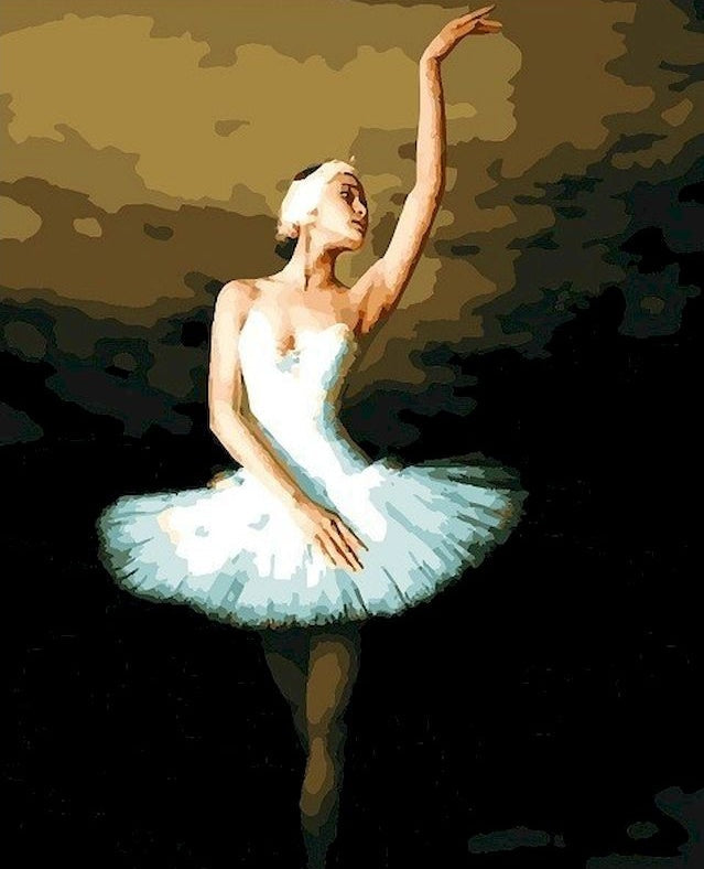 Bailarina de Ballet Vestida de Blanco Pintar por Números