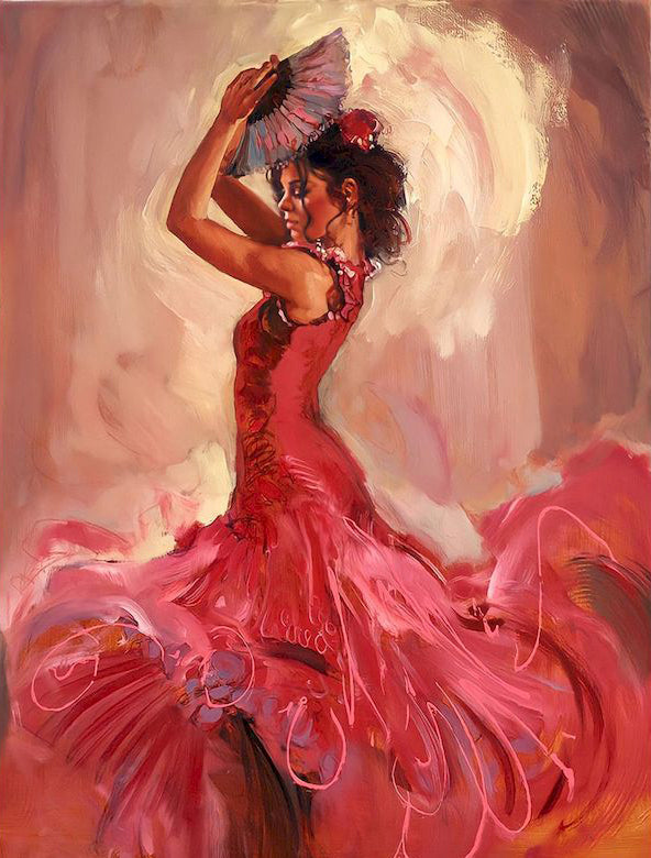 Bailarina de Flamenco con un Abanico Pintar por Números