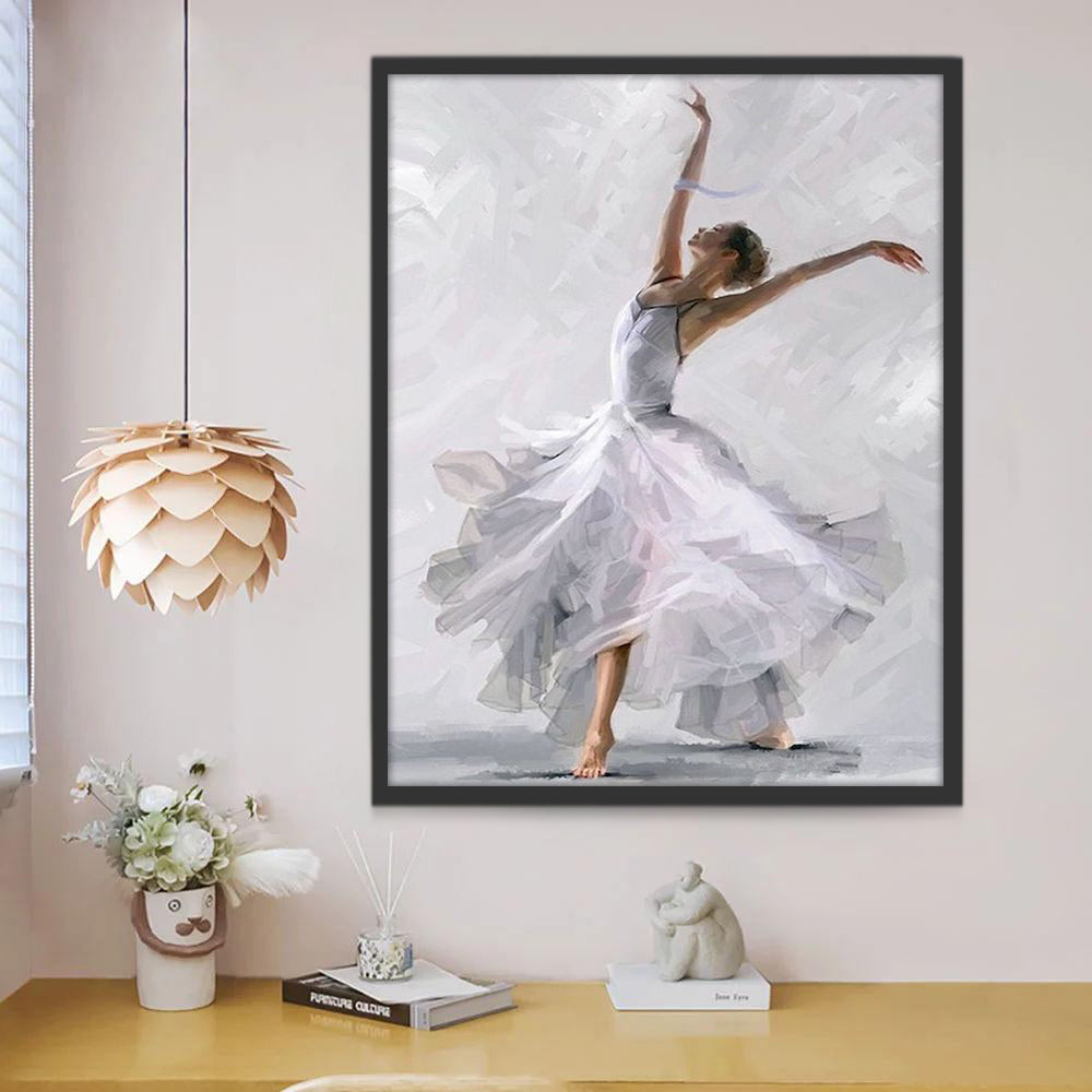 Bailarina de Vestido Largo Blanco Pintar por Números