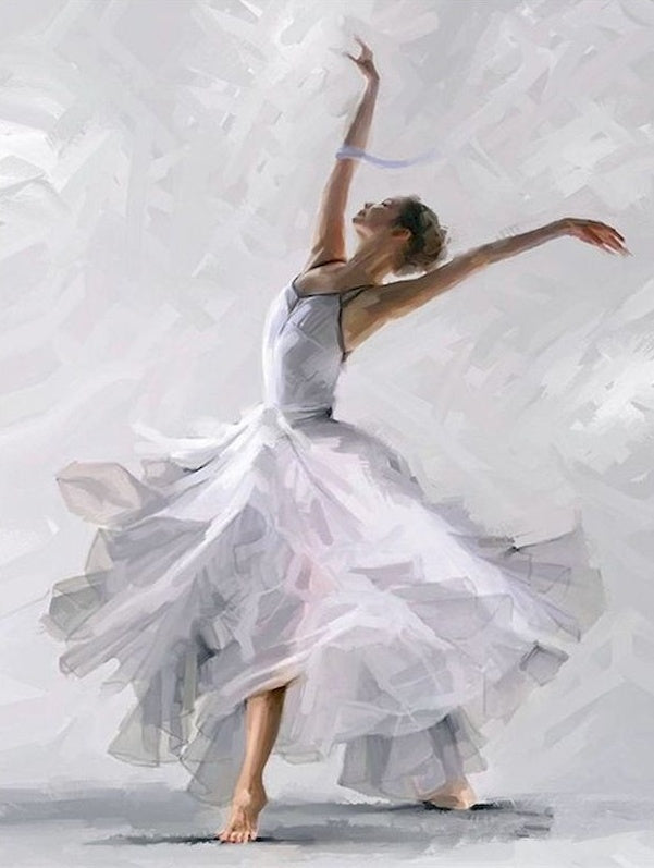 Bailarina de Vestido Largo Blanco Pintar por Números