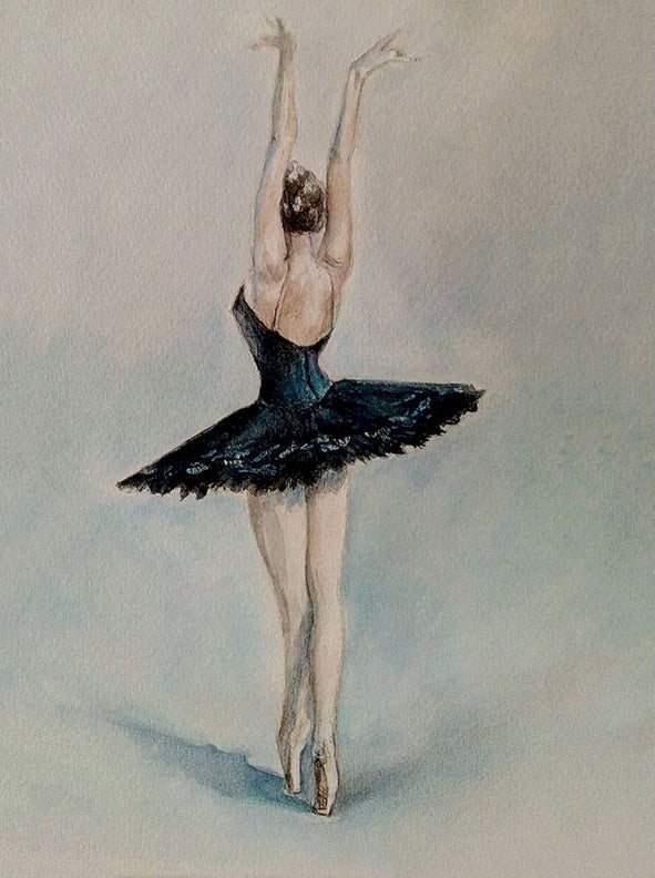 Bailarina en Pose Vestida de Negro Pintar por Números