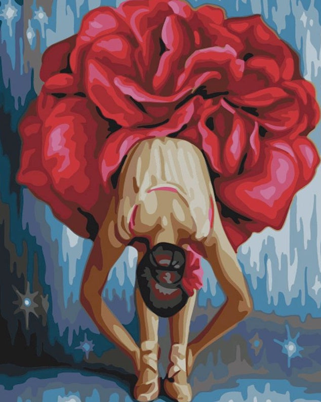 Bailarina Joven de Ballet de Vestido Rojo Pintar por Números