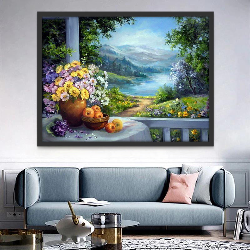 Balcón con Vistas a Paisaje Montañoso Pintar por Números