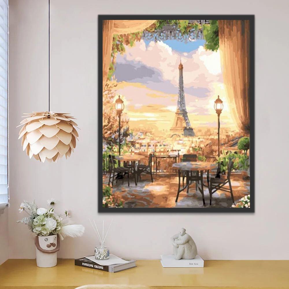Balcón con Vistas al Paisaje de París Pintar por Números