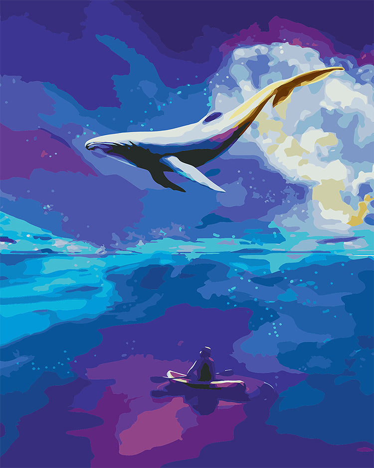 Ballena en Cielo y Bote en Mar Pintar por Números
