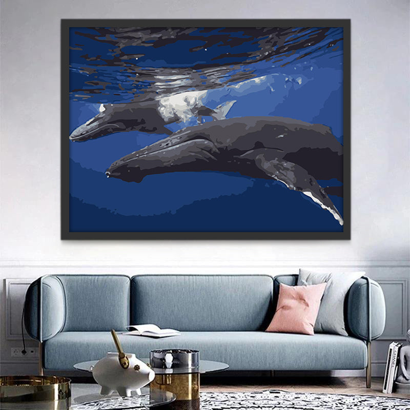 Ballenas en el Mar Azul Oscuro Pintar por Números