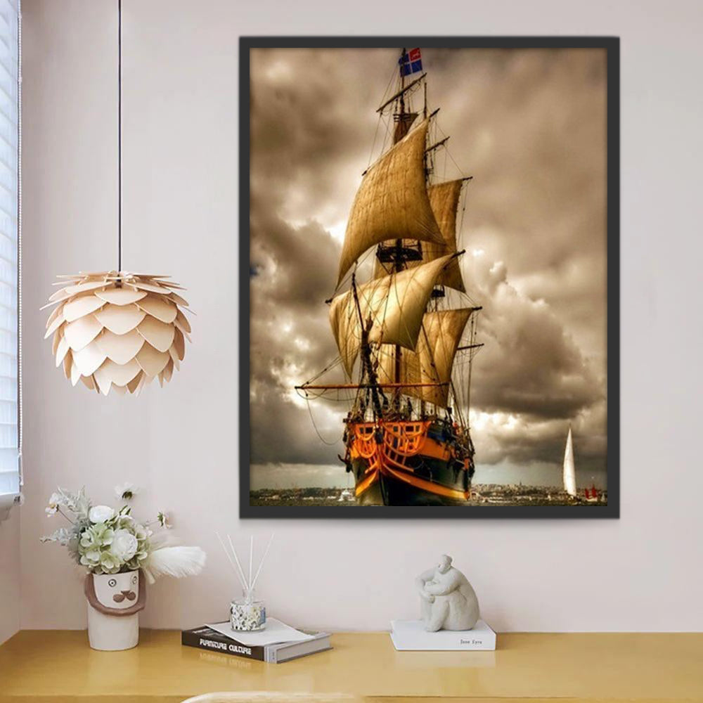 Barco Antiguo en el Día Nublado Pintar por Números