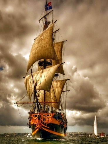 Barco Antiguo en el Día Nublado Pintar por Números