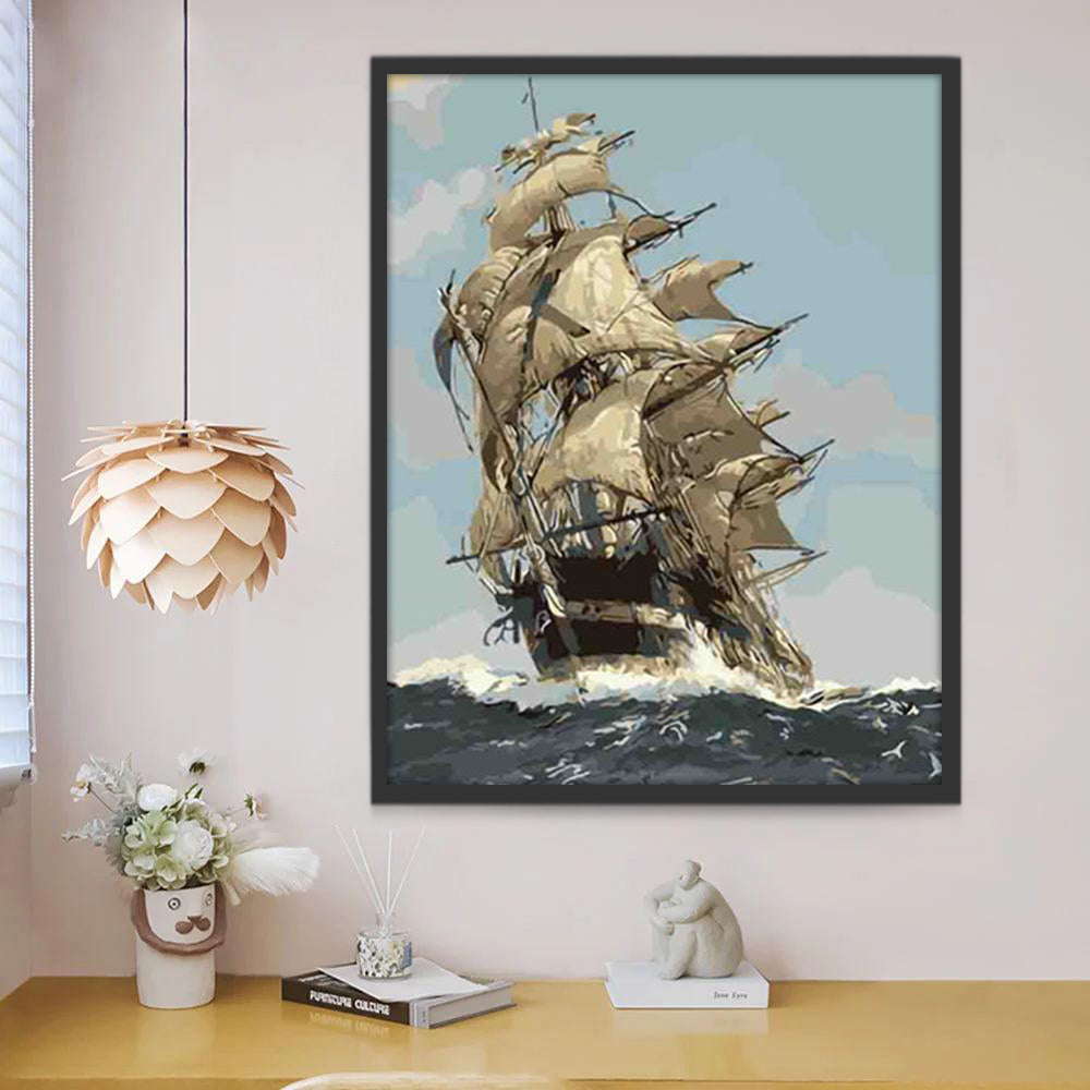 Barco Antiguo en el Mar Tormentoso Pintar por Números