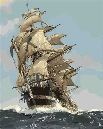 Barco Antiguo en el Mar Tormentoso Pintar por Números