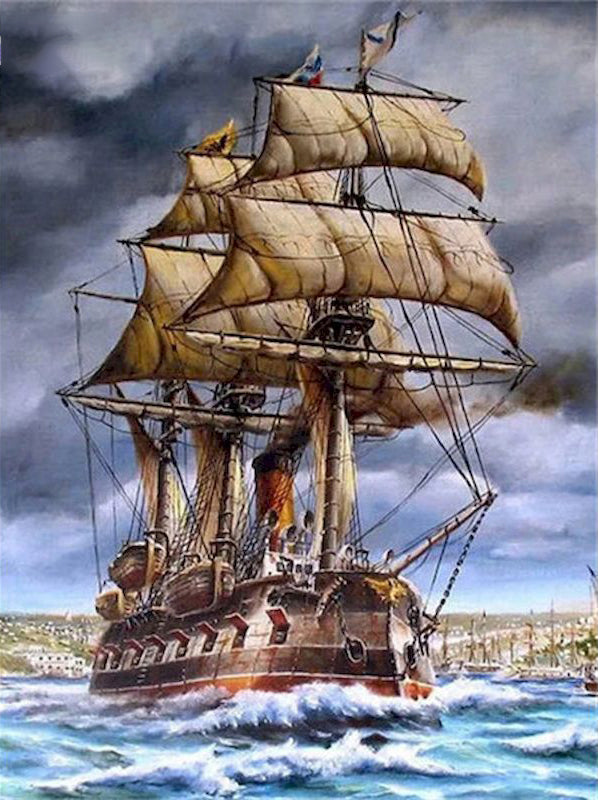 Barco de Velas Alejado de Puerto Pintar por Números