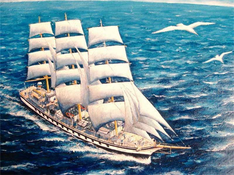 Barco en Océano y Gaviotas en Cielo Pintar por Números